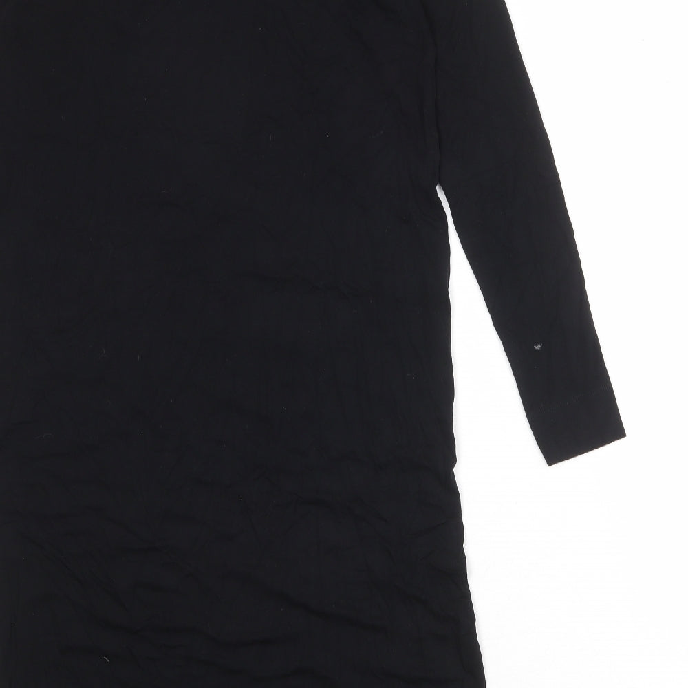 Marks and Spencer Womens Black Viscose A-Line Size 14 Round Neck Pullover