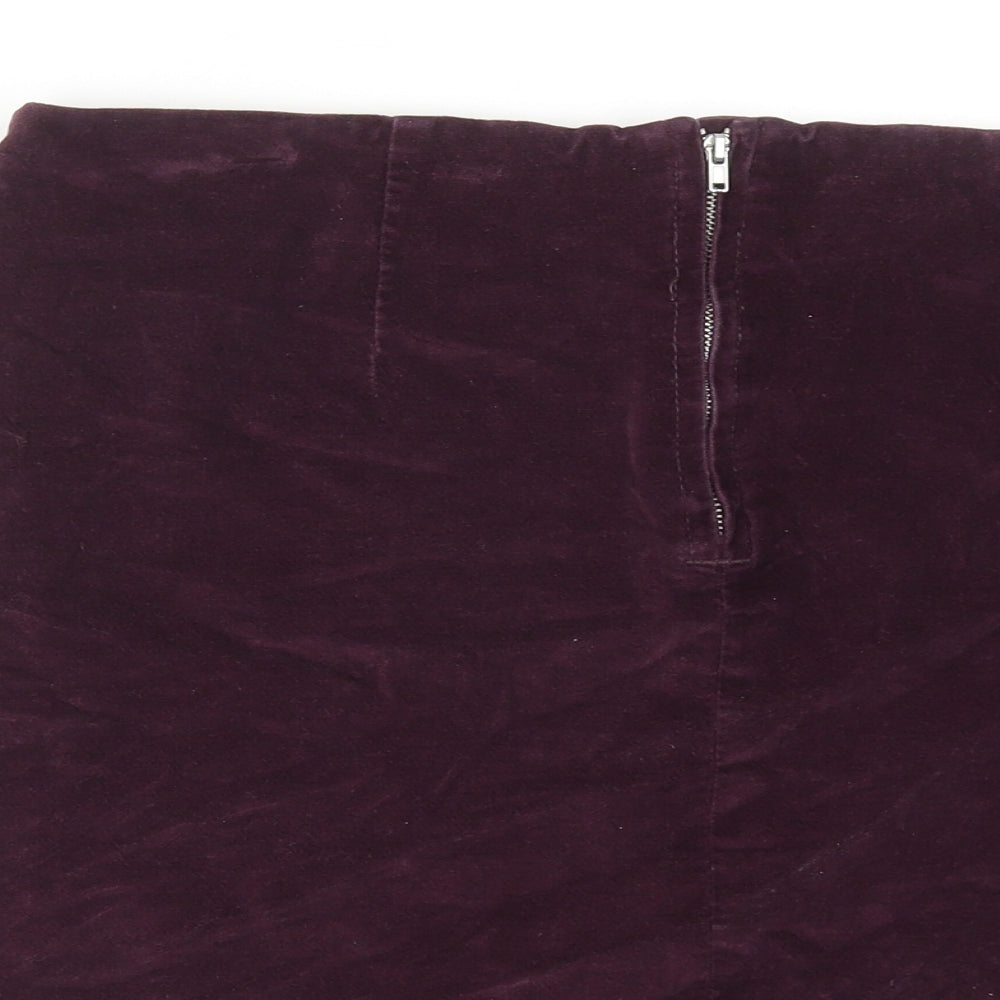 Warehouse Womens Red Cotton A-Line Skirt Size 10 Zip