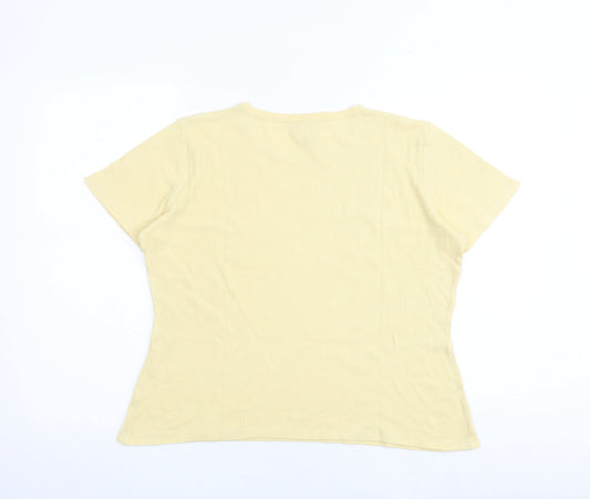 Gap Womens Yellow 100% Cotton Basic T-Shirt Size M Round Neck - Ribbed