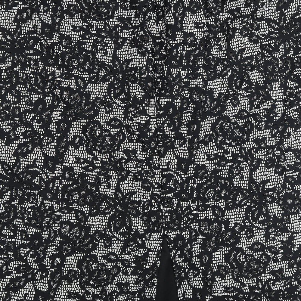 Savoir Womens Black Floral Polyester Straight & Pencil Skirt Size 42 in Zip