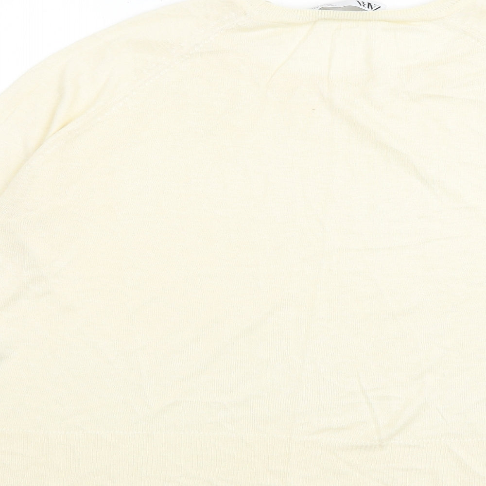 Marks and Spencer Womens Ivory Round Neck Acrylic Pullover Jumper Size M