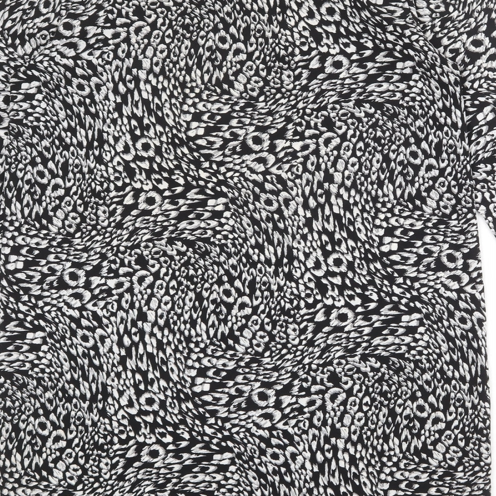 Moss Copenhagen Womens Black Animal Print Polyester A-Line Size S Round Neck Button - Leopard pattern