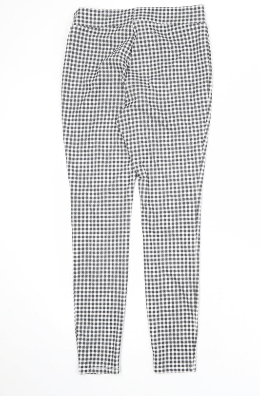 Faded Glory Womens Black Check Viscose Trousers Size S Regular