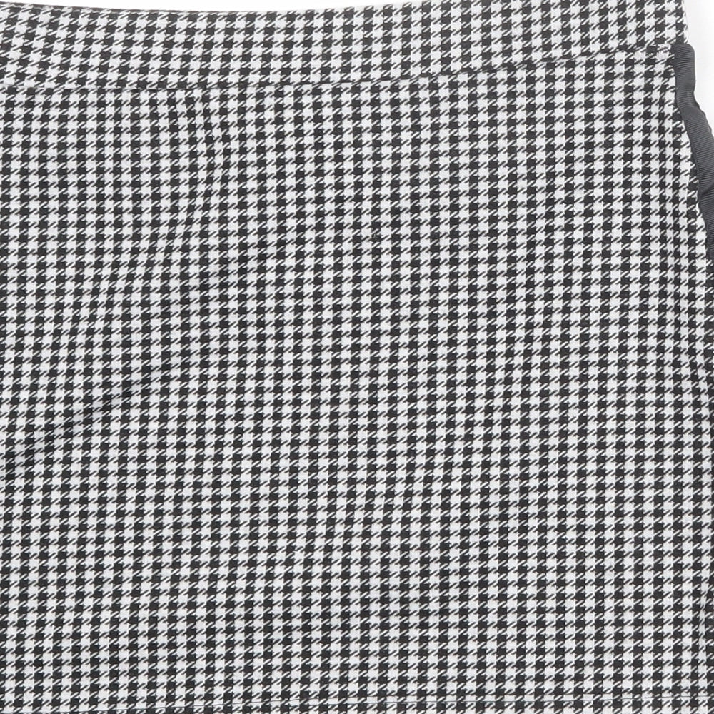 FACTORIE Womens Black Geometric Polyester A-Line Skirt Size M - Houndstooth pattern