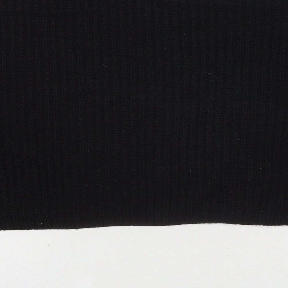 Brand and care label for Missguided women’s black round neck polyester jumper, size S, -, size S-m cropped