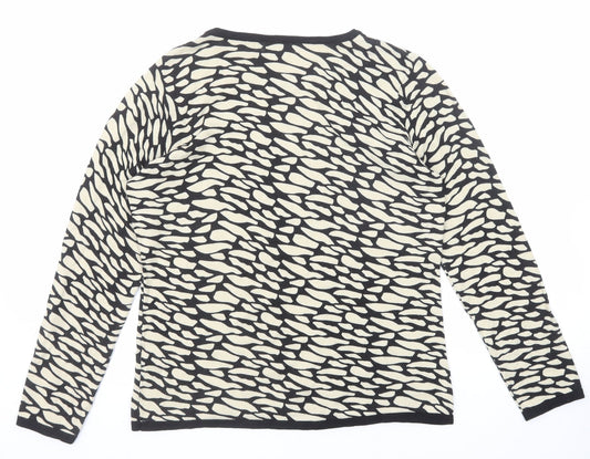 Lakeland Womens Beige Round Neck Geometric Viscose Pullover Jumper Size 12