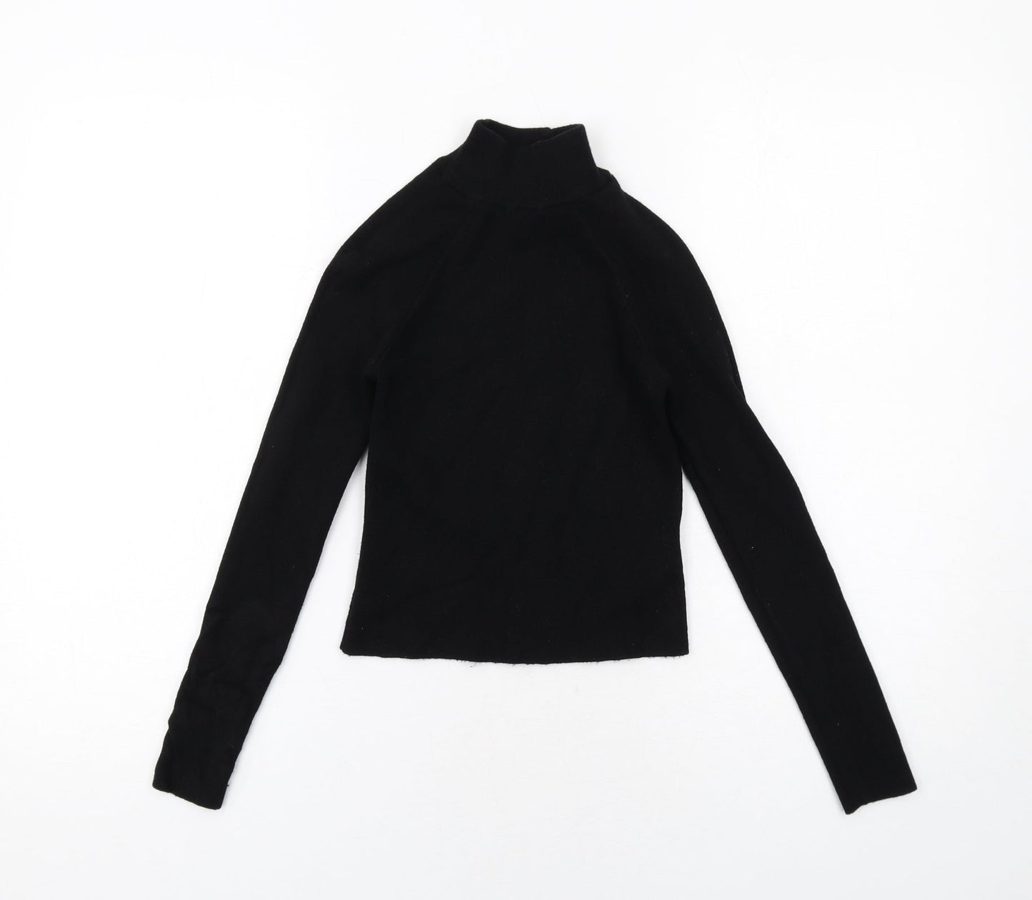 Pull&Bear Womens Black Viscose Basic T-Shirt Size M Mock Neck