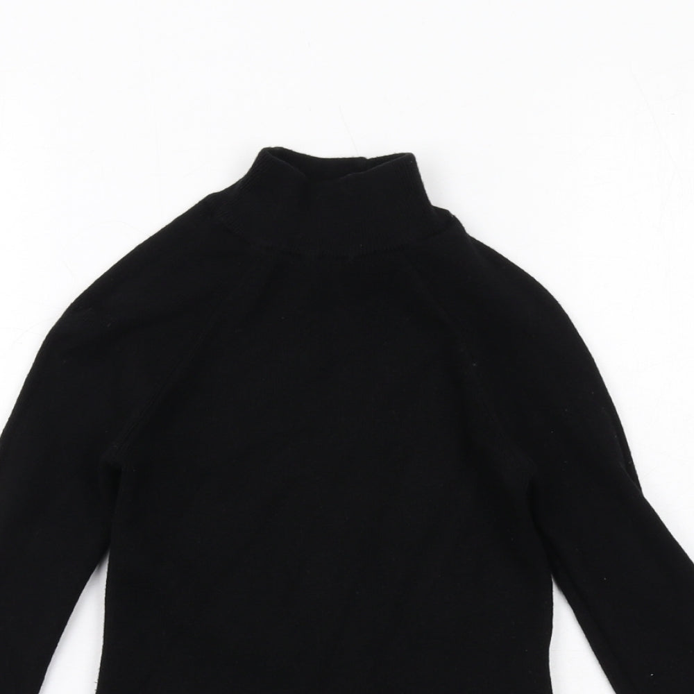 Pull&Bear Womens Black Viscose Basic T-Shirt Size M Mock Neck