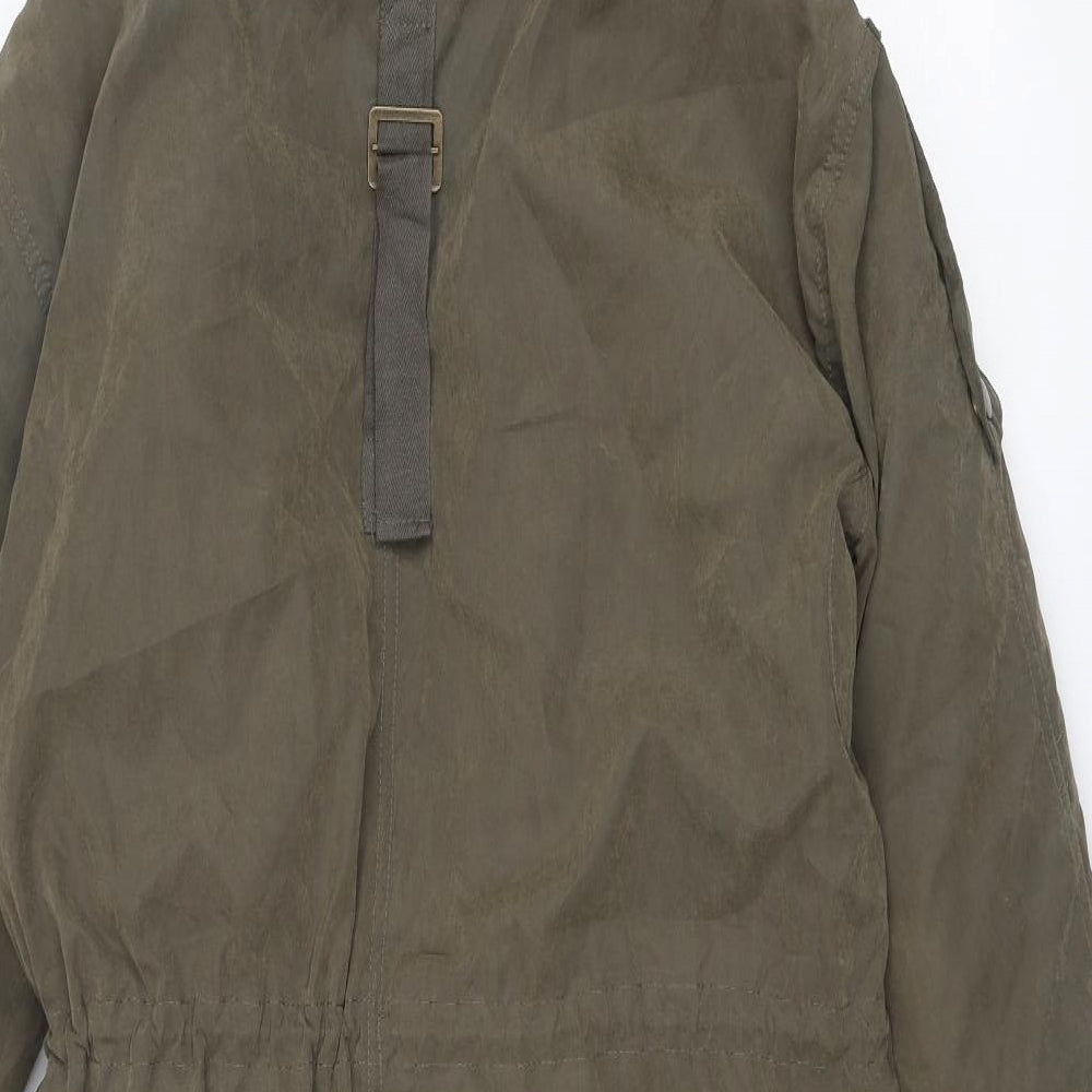 Brand and care label for ASOS women’s brown jacket, size UK 8, zip