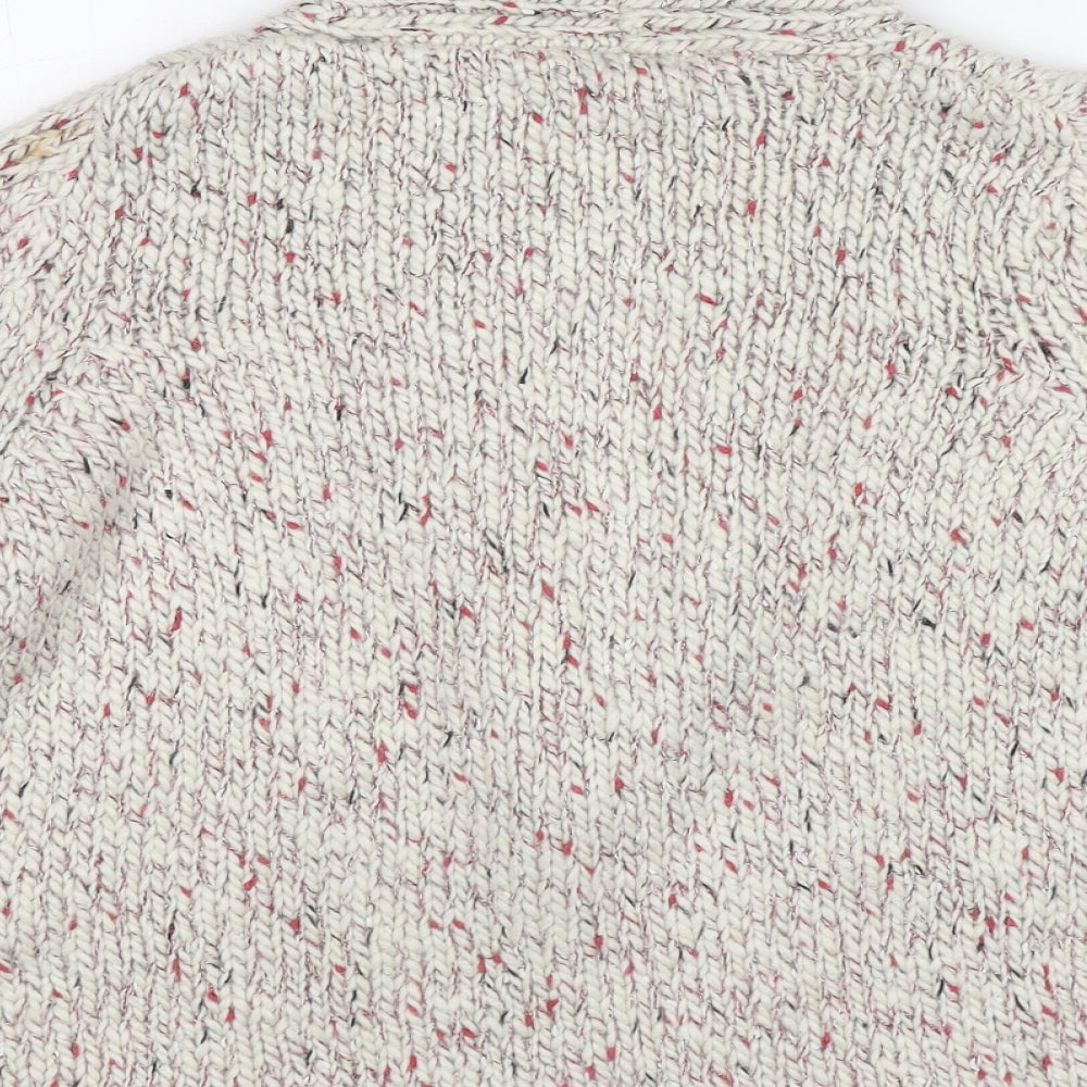 Marks and Spencer Womens White V-Neck Acrylic Cardigan Jumper Size 12