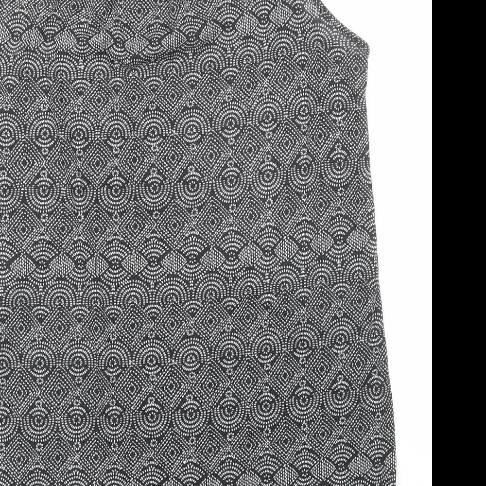 H&M Womens Black Geometric Polyester Basic Tank Size M Scoop Neck