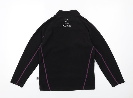 Kukri Girls Black Polyester Pullover Sweatshirt Size 11-12 Years Zip