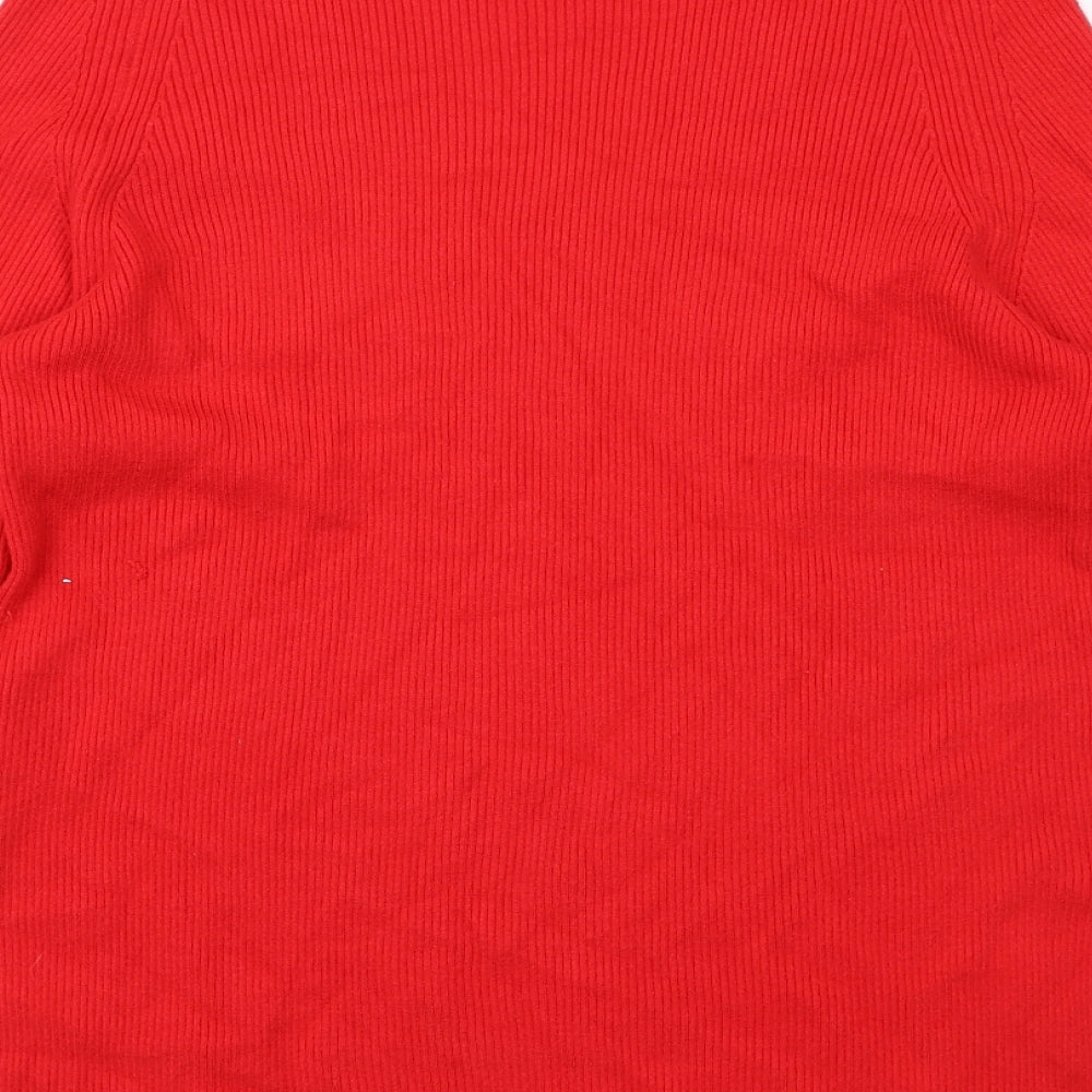 Marks and Spencer Womens Red V-Neck Viscose Pullover Jumper Size 12