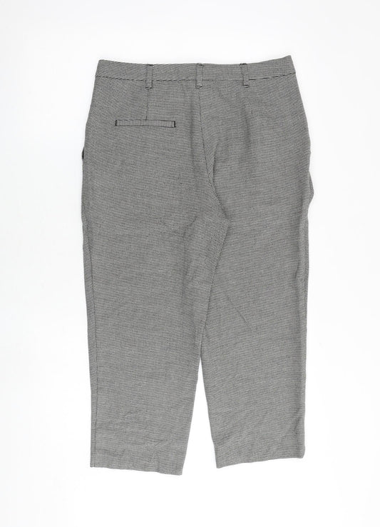 Marks and Spencer Womens Grey Geometric Polyester Trousers Size 12 Regular Zip