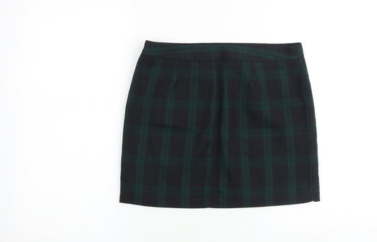 Gap Womens Green Plaid Polyester Mini Skirt Size 30 in Zip