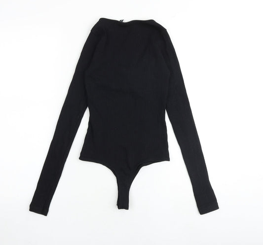 ASOS Womens Black Cotton Bodysuit One-Piece Size 6 Snap