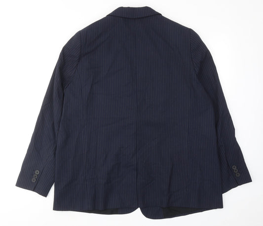 Marks and Spencer Womens Blue Pinstripe Polyester Jacket Suit Jacket Size 18