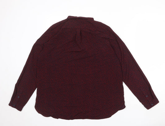 French Connection Womens Black Geometric Polyester Basic Button-Up Size 14 Collared