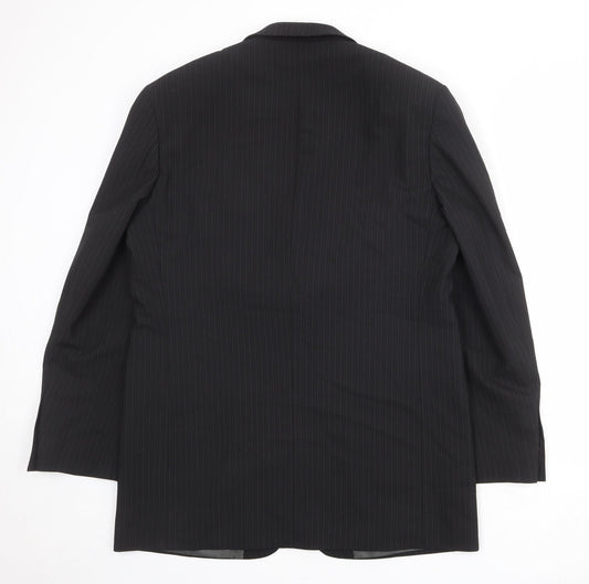 Marks and Spencer Mens Black Striped Polyester Jacket Suit Jacket Size 42 Regular