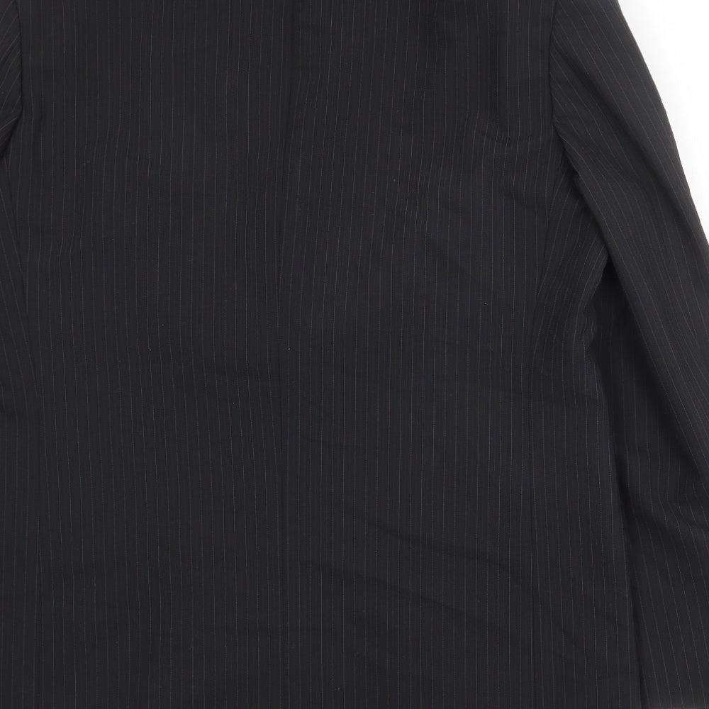 Marks and Spencer Mens Black Striped Polyester Jacket Suit Jacket Size 42 Regular