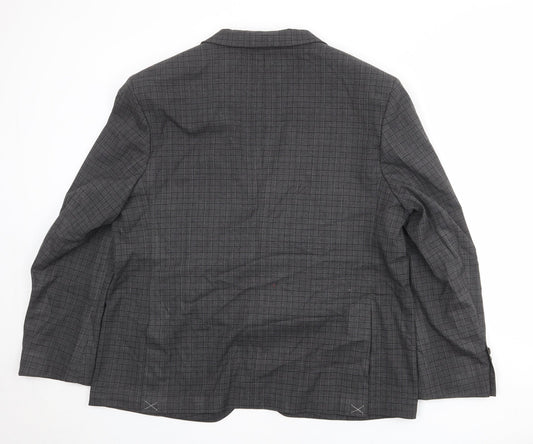 Marks and Spencer Mens Grey Plaid Polyester Jacket Suit Jacket Size 46 Regular