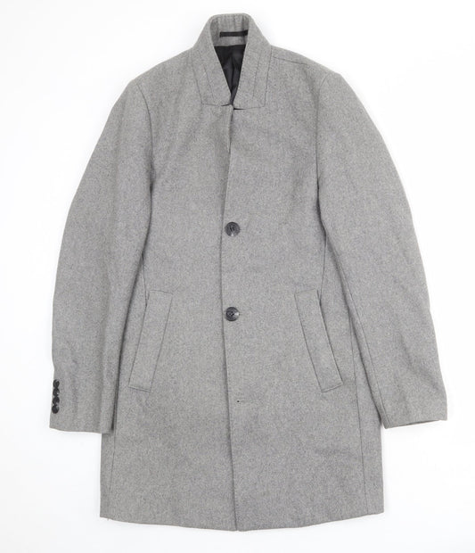 H&M Womens Grey Overcoat Coat Size 34 Button