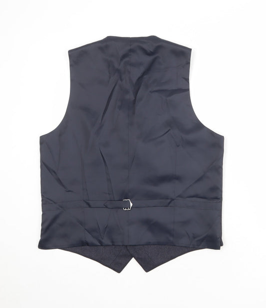 Marks and Spencer Mens Blue Polyester Jacket Suit Waistcoat Size 42 Regular