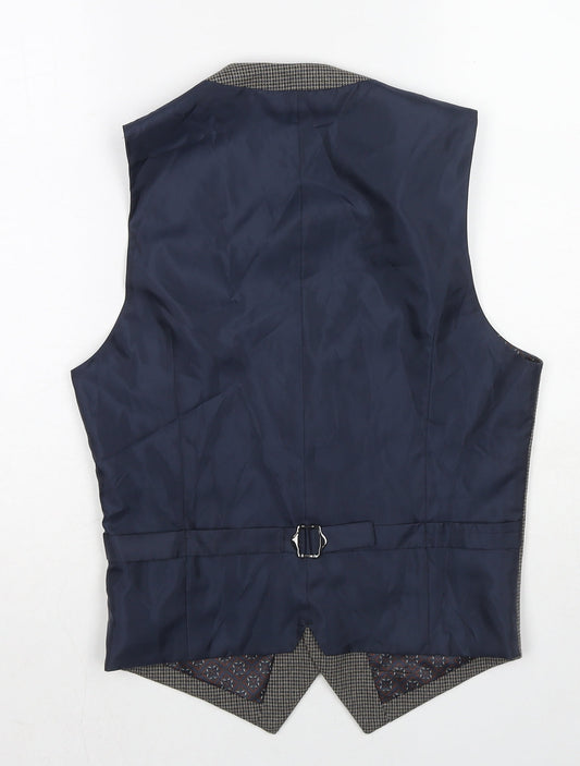 Burton Mens Grey Geometric Polyester Jacket Suit Waistcoat Size XS Regular