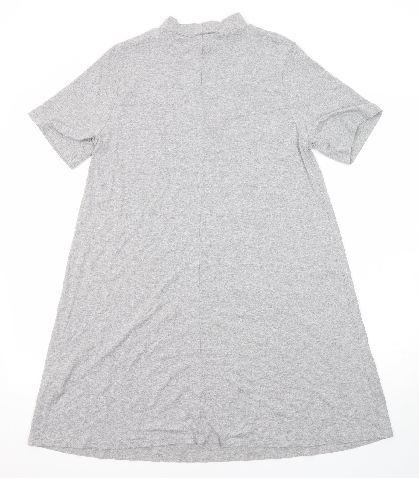 Pull&Bear Womens Grey Elastane Basic Blouse Size M Round Neck