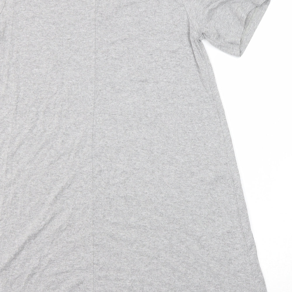 Pull&Bear Womens Grey Elastane Basic Blouse Size M Round Neck