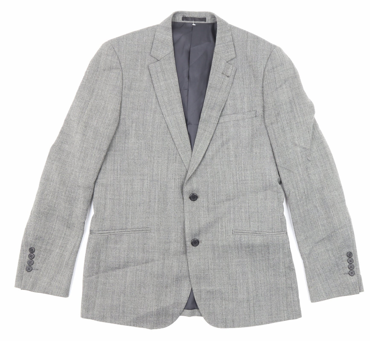 Fellini Mens Grey Polyester Jacket Suit Jacket Size 40 Regular