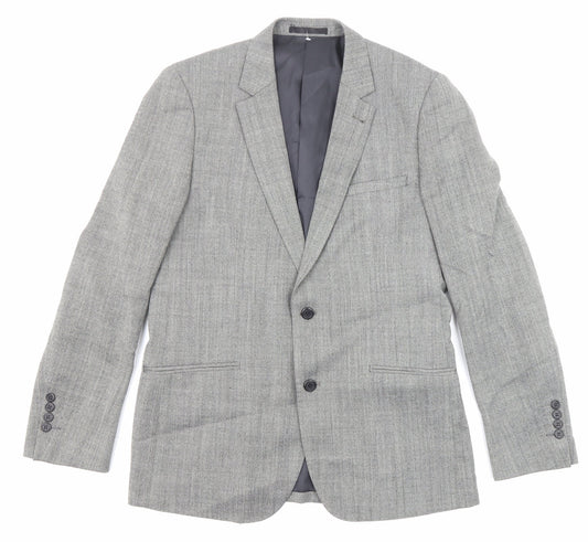 Fellini Mens Grey Polyester Jacket Suit Jacket Size 40 Regular