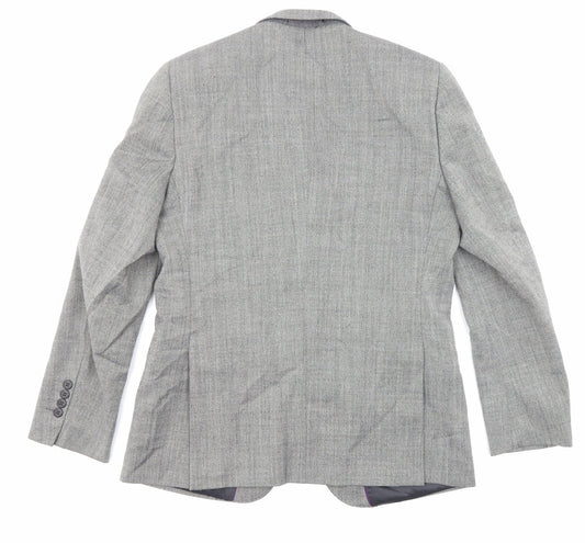 Fellini Mens Grey Polyester Jacket Suit Jacket Size 40 Regular