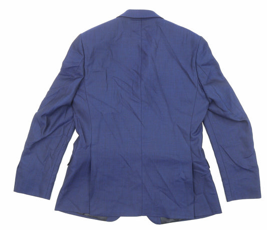 Racing Green Mens Blue Wool Jacket Suit Jacket Size 40 Regular