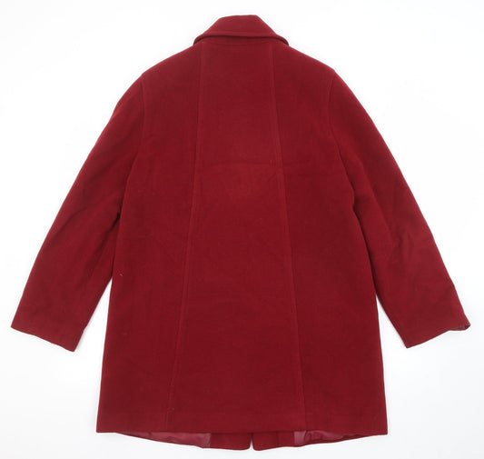 BHS Womens Red Overcoat Coat Size 16 Button