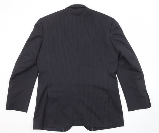Burton Mens Black Striped Polyester Jacket Suit Jacket Size 42 Regular