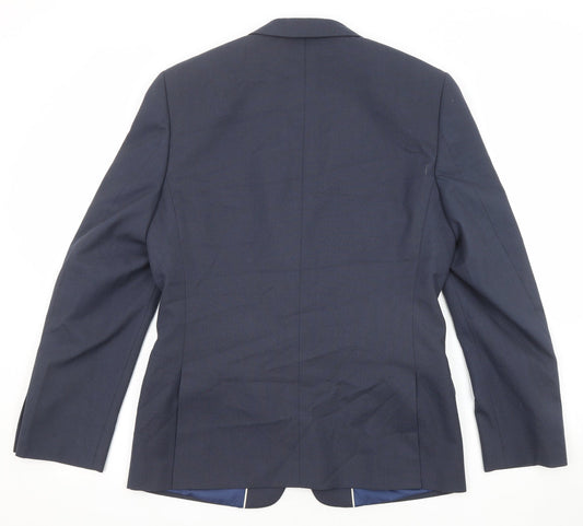 River Island Mens Blue Polyester Jacket Suit Jacket Size 38 Regular