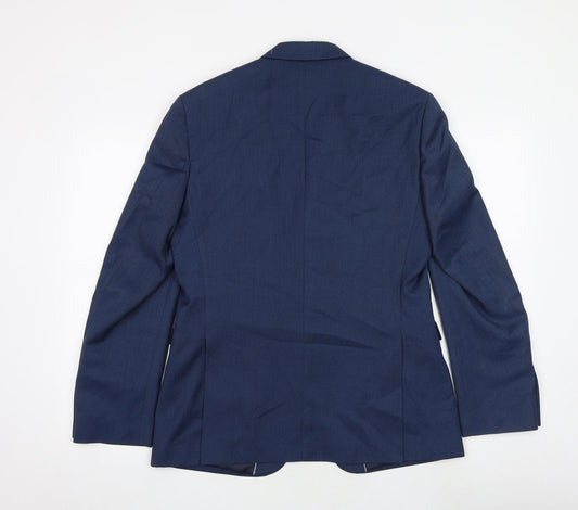 Burton Mens Blue Polyester Jacket Suit Jacket Size 38 Regular
