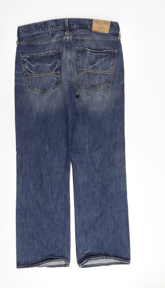 Hollister Mens Blue Cotton Straight Jeans Size 32 in L32 in Regular Zip