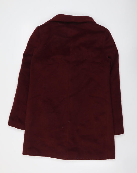 New Look Womens Red Overcoat Coat Size 10 Zip