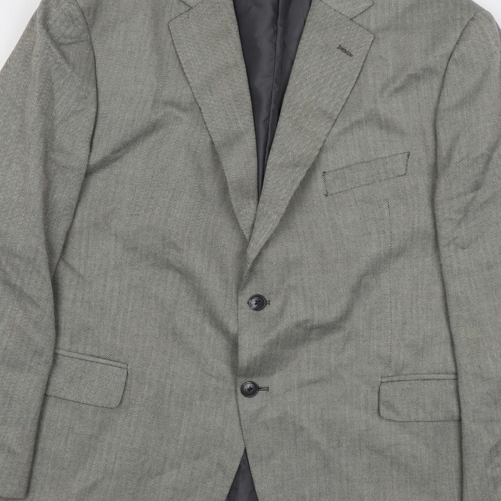 Marks and Spencer Mens Grey Striped Polyester Jacket Suit Jacket Size 46 Regular