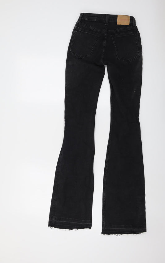 Weekday Womens Black Cotton Bootcut Jeans Size 23 in L33 in Regular Button