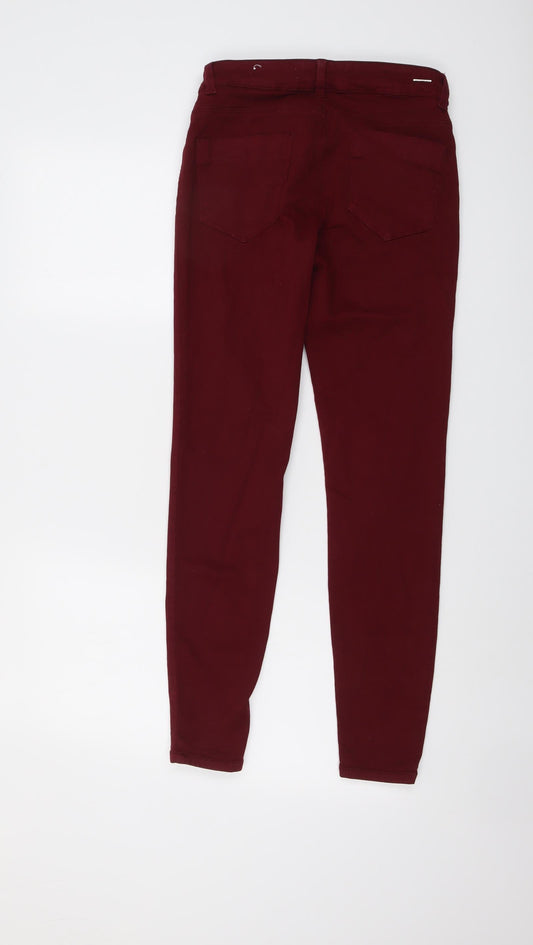 Zara Womens Red Cotton Skinny Jeans Size 4 L28 in Regular Button