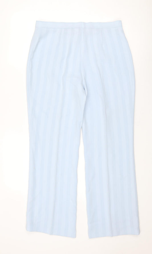 Busy Womens Blue Striped Polyester Trousers Size 14 Regular Zip