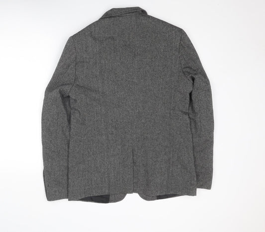 Brave Soul Mens Grey Polyester Jacket Blazer Size 38 Regular