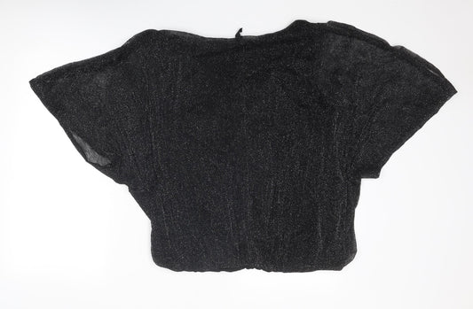 Arcadia Womens Black Polyester Basic Blouse Size 16 V-Neck