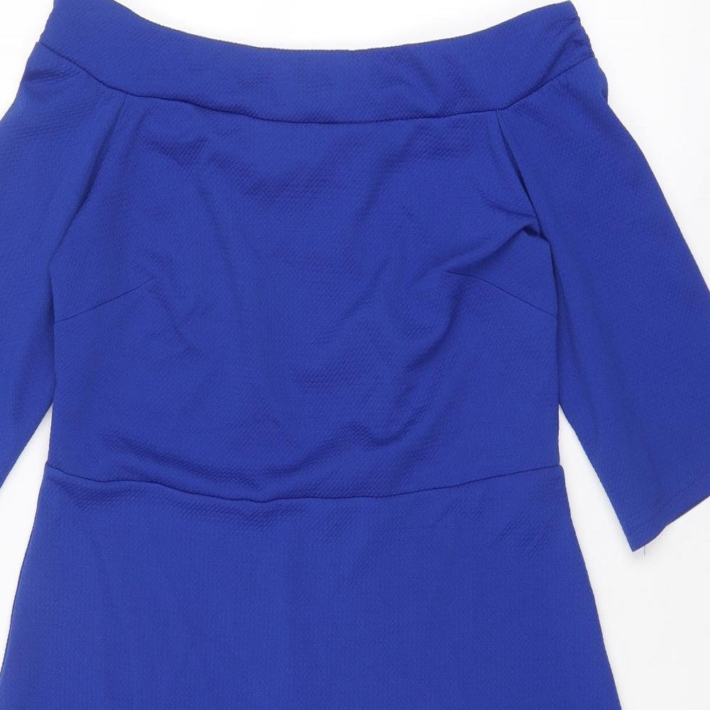 Anthology Womens Blue Polyester A-Line Size 12 Off the Shoulder Pullover