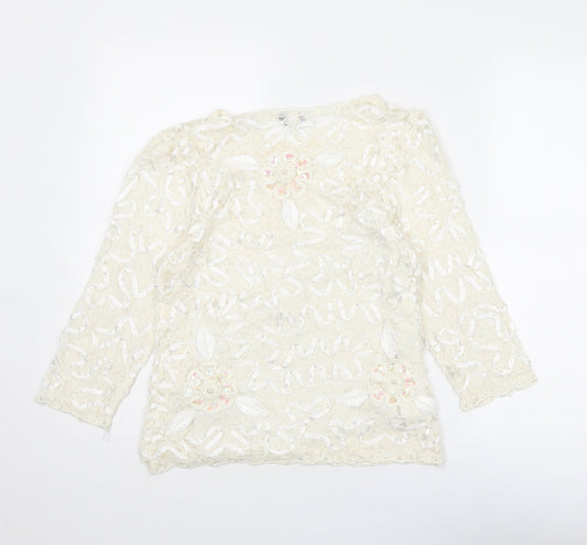 Womens UK Size 12 Tia Ivory Polyester Blouse