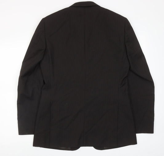 Topman Mens Brown Striped Polyester Jacket Suit Jacket Size 38 Regular