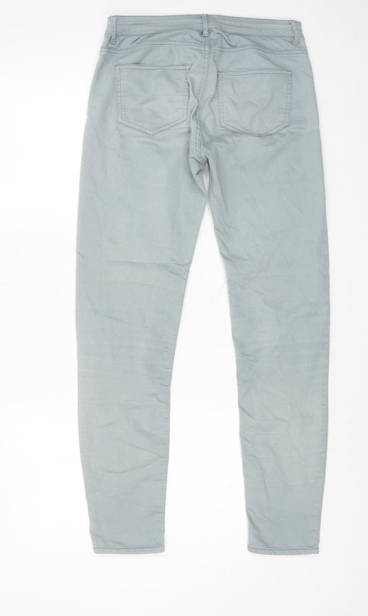 H&M Womens Blue Cotton Skinny Jeans Size 10 Regular Zip
